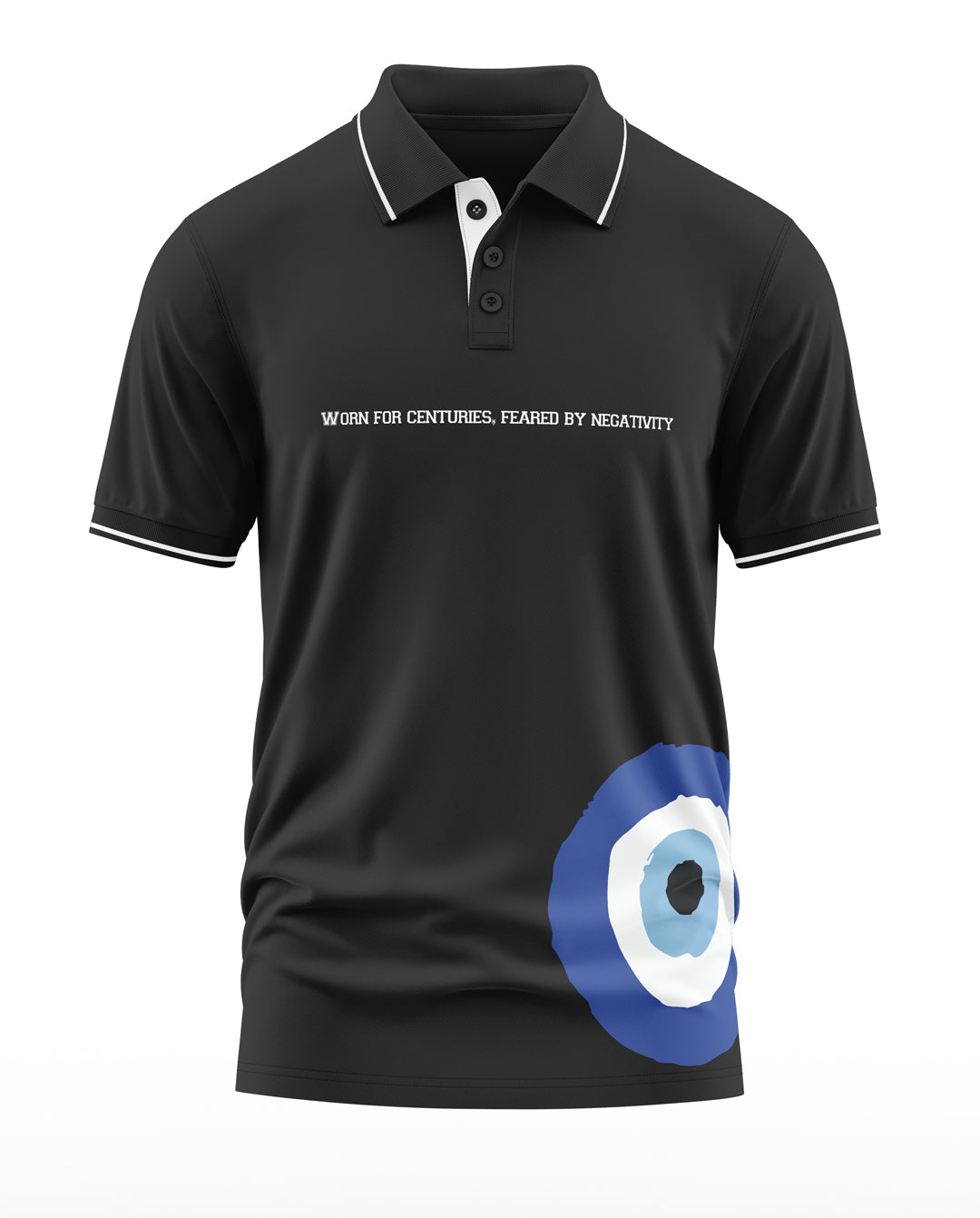 Evil Eye Cotton Polo Collar T-Shirt