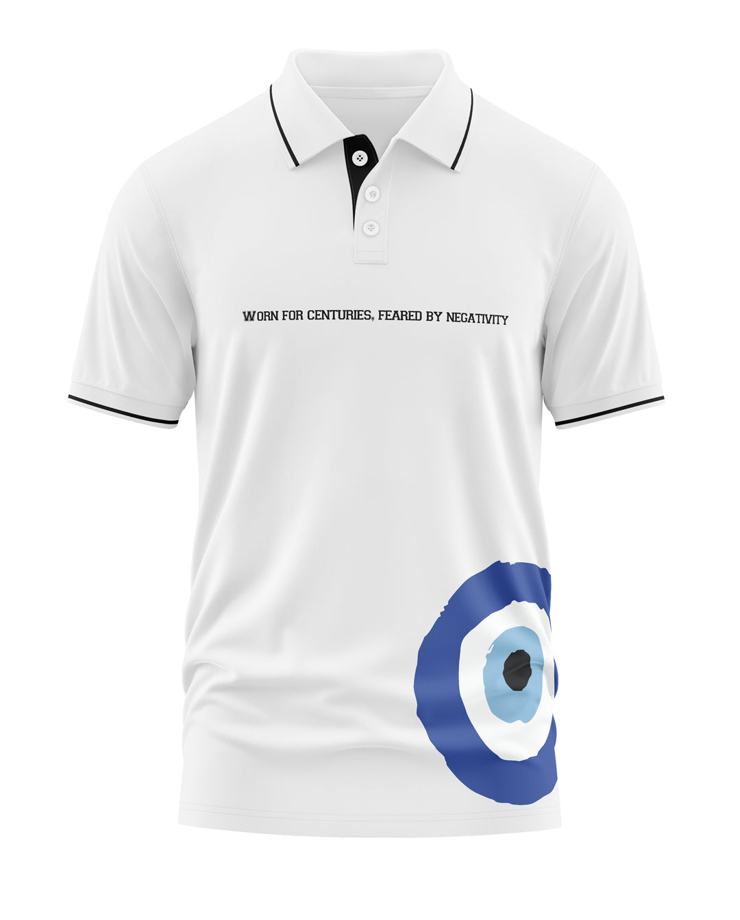Evil Eye Cotton Polo Collar T-Shirt