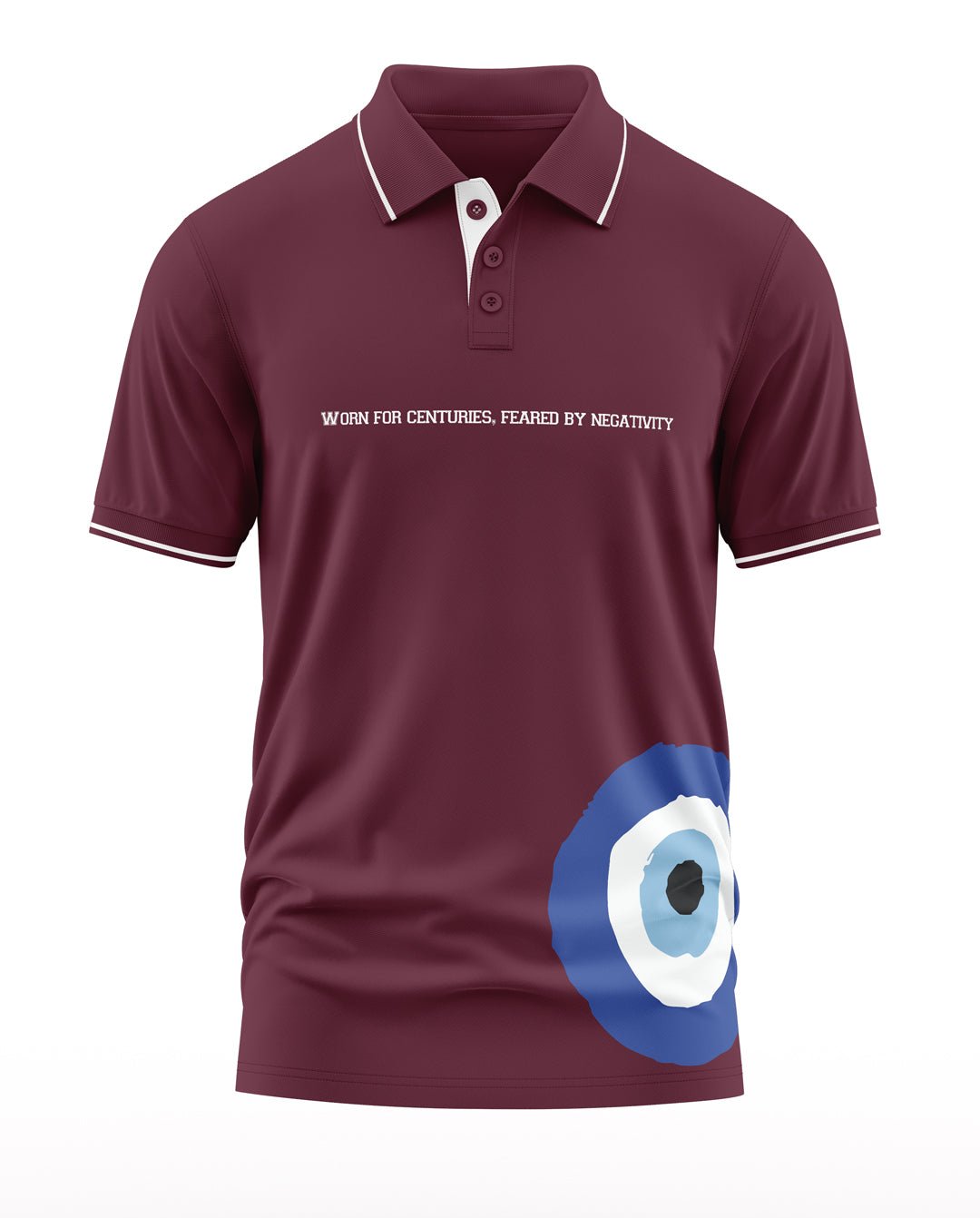 Evil Eye Cotton Polo Collar T-Shirt