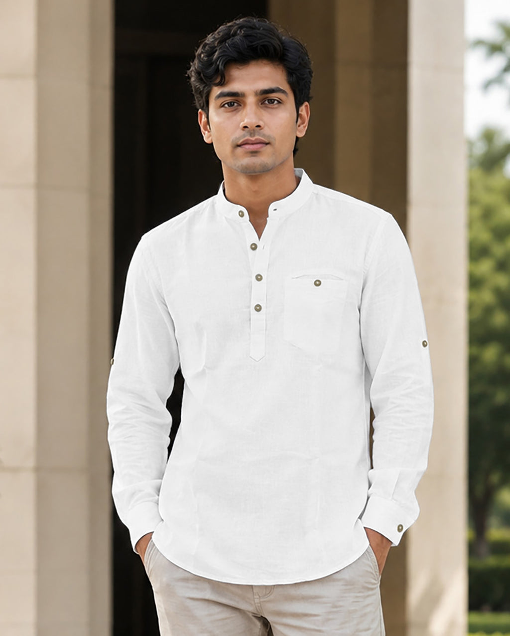 Full Sleeve Kurta Shirt in White