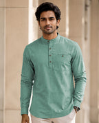 Full Sleeve Kurta Shirt in Basil Green