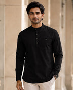Full Sleeve Kurta Shirt in Black