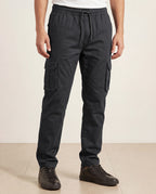 Grey Solid Cargo Pants For Men