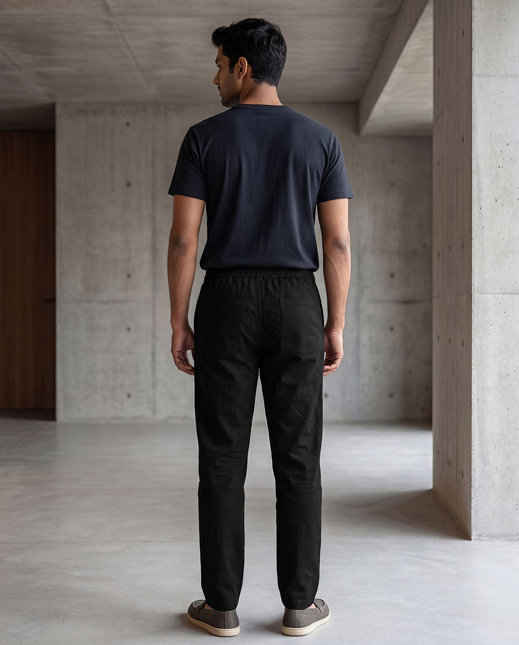 Black Casual Linen Pants For Men