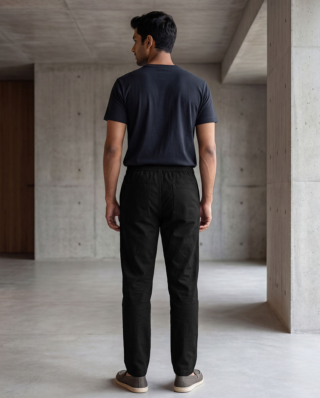 Black Casual Linen Pants For Men