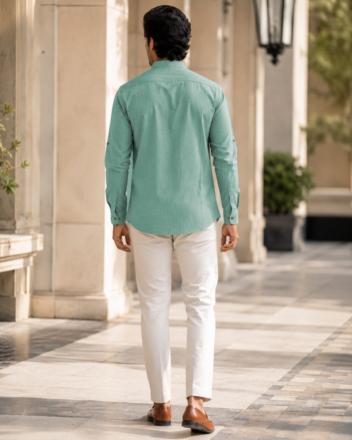 Full Sleeve Kurta Shirt in Basil Green