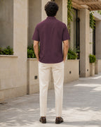 Half-Sleeve Cotton Linen Shirt in Wine