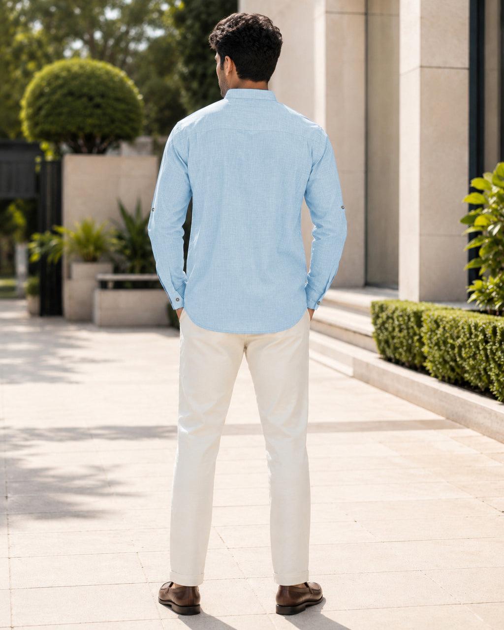 Full Sleeve Kurta Shirt in Sky Blue