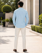Full Sleeve Kurta Shirt in Sky Blue