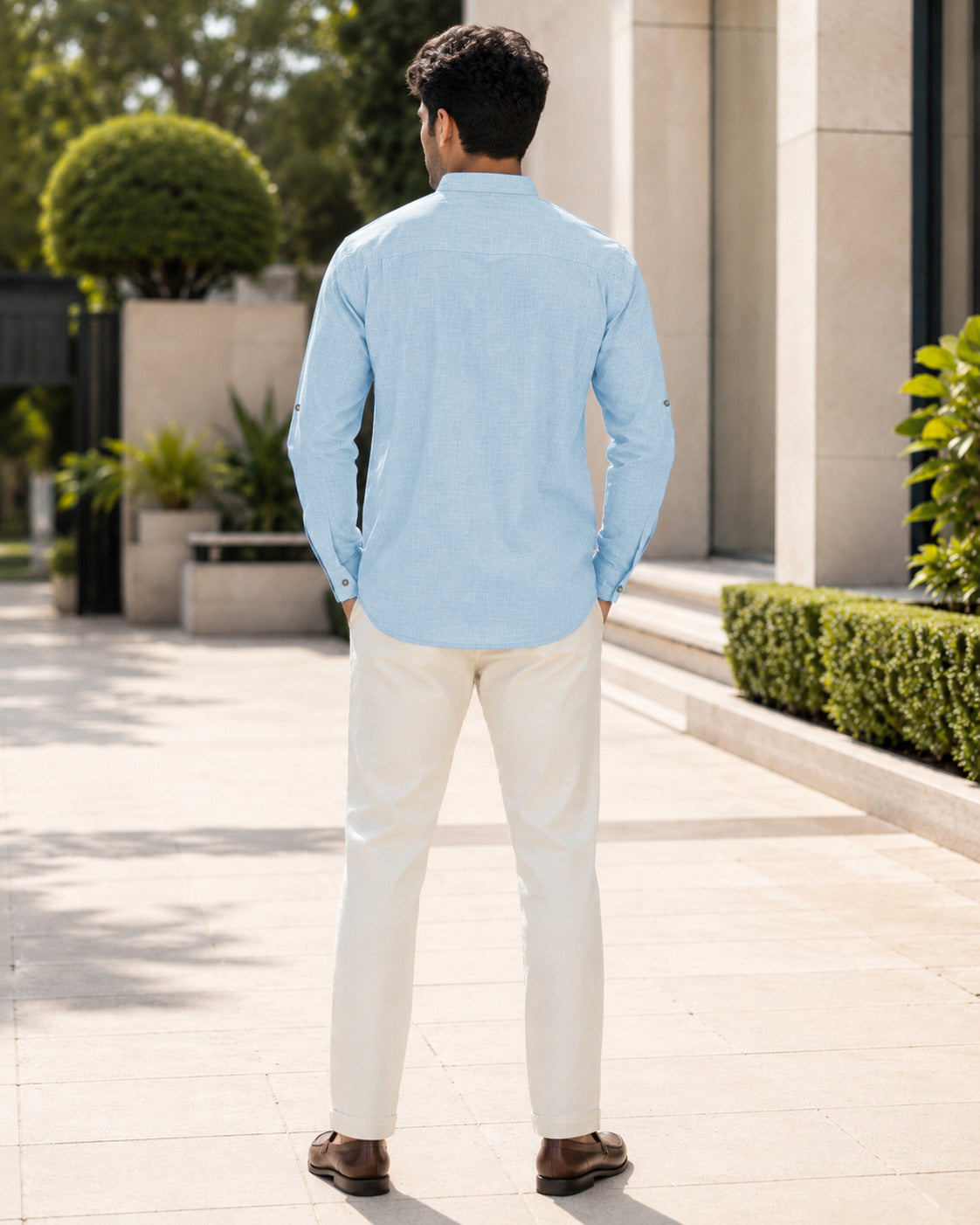 Full Sleeve Kurta Shirt in Sky Blue
