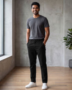 Black Casual Linen Pants For Men