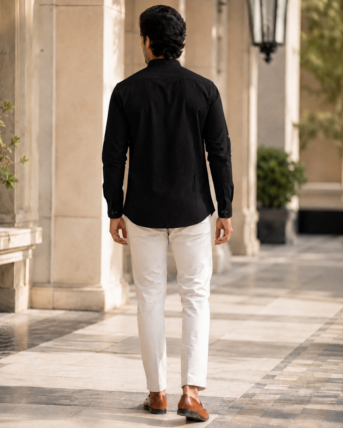 Full Sleeve Kurta Shirt in Black
