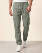 Sage Green Solid Cargo Pants For Men