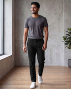 Black Casual Linen Pants For Men