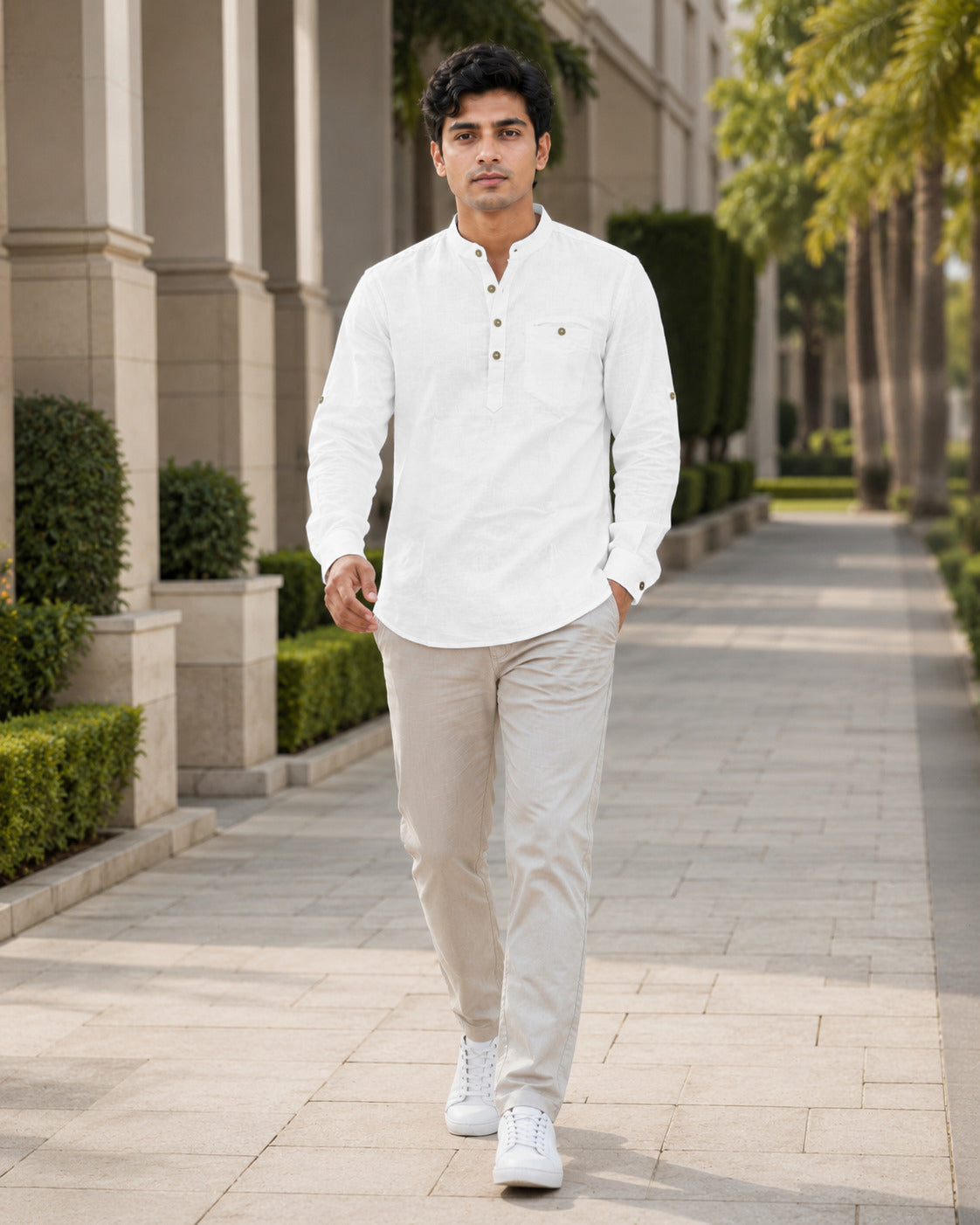 Full Sleeve Kurta Shirt in White