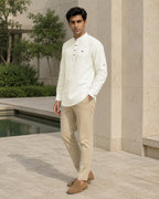 Full Sleeve Kurta Shirt in Off-White