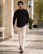 Full Sleeve Kurta Shirt in Black