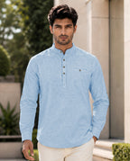 Full Sleeve Kurta Shirt in Sky Blue
