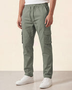 Sage Green Solid Cargo Pants For Men