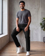 Black Casual Linen Pants For Men