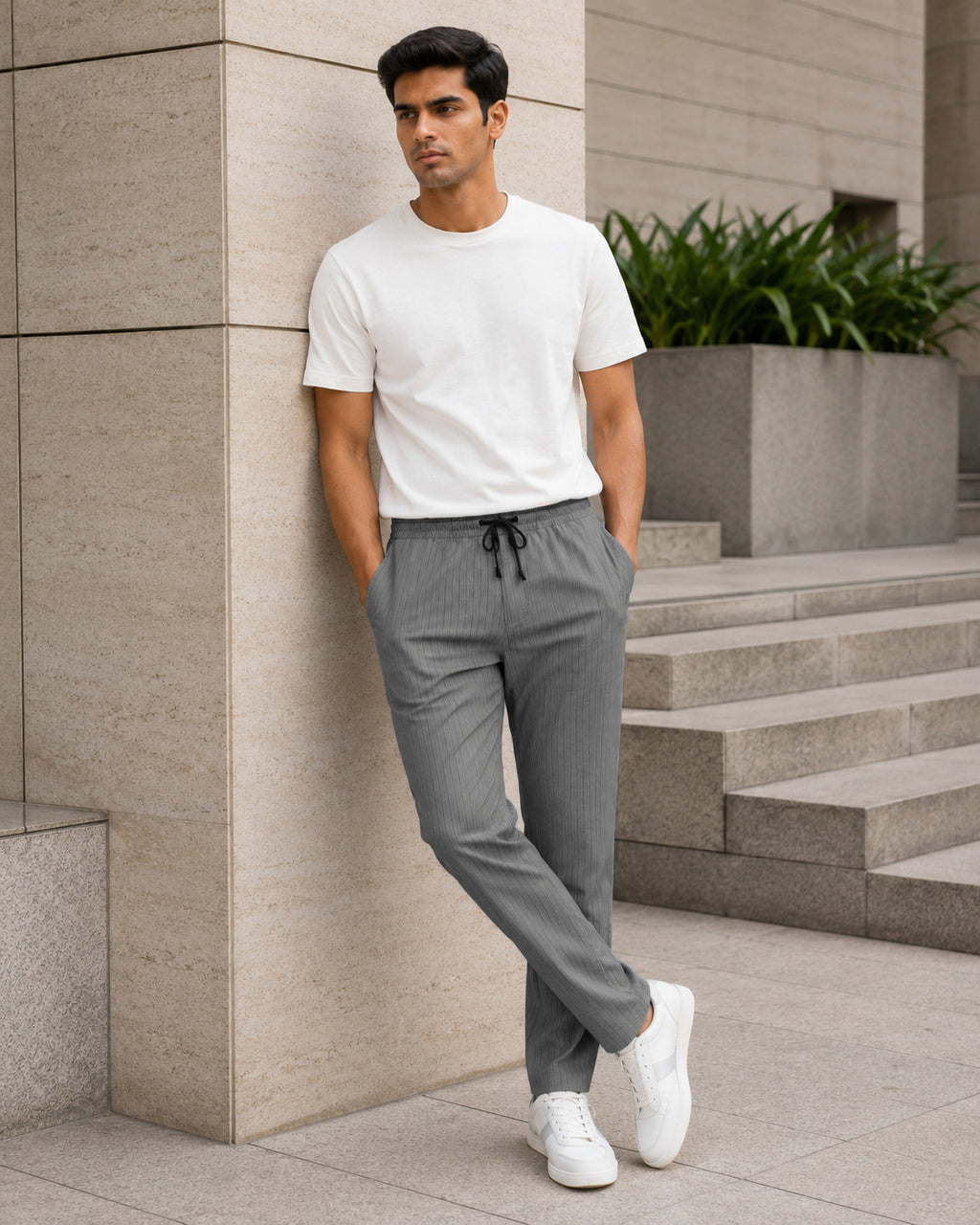 Grey Solid Pyjamas Pants For Men