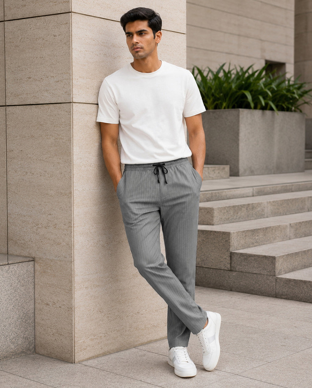 Grey Solid Pyjamas Pants For Men
