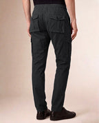 Grey Solid Cargo Pants For Men