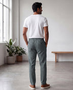 Grey Casual Linen Pants For Men