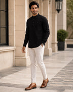 Full Sleeve Kurta Shirt in Black