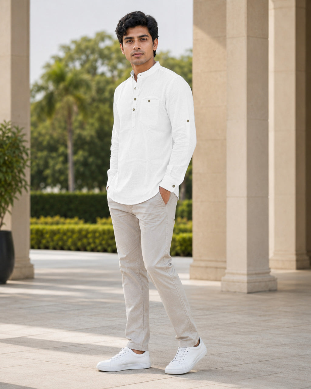 Full Sleeve Kurta Shirt in White