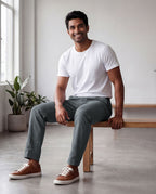 Grey Casual Linen Pants For Men