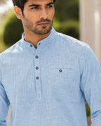 Full Sleeve Kurta Shirt in Sky Blue