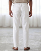White Casual Linen Pants For Men