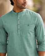 Full Sleeve Kurta Shirt in Basil Green