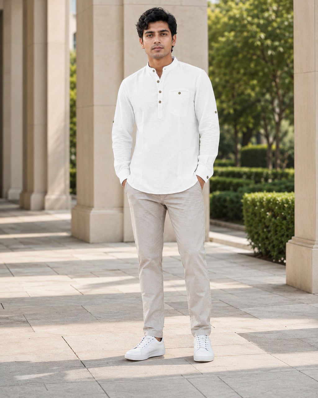 Full Sleeve Kurta Shirt in White
