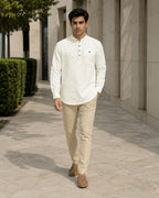 Full Sleeve Kurta Shirt in Off-White