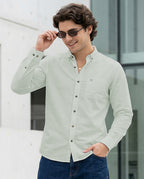 Full-Sleeve Breeze Linen Shirt in Light Olive