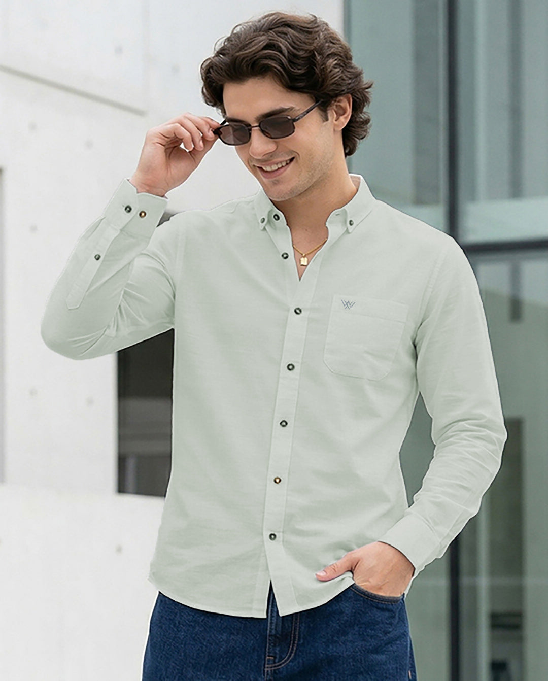 Full-Sleeve Breeze Linen Shirt in Light Olive