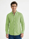 Full-Sleeve Breeze Linen Shirt in Parrot Green