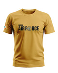 Yellow men's t-shirt with 'Indian Air Force' logo and Indian flag emblem on sleeve