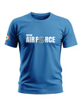 Blue men's t-shirt with Indian Air Force print and India flag patch on sleeve