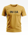 Yellow men's t-shirt with 'INDIA' and Ashoka Chakra graphic on the chest