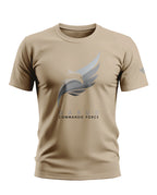 Beige Garud Commando Force men's t-shirt with eagle graphic and military-inspired design