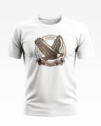 White men's t-shirt with eagle graphic and Honour Falcon text, army-inspired casual wear