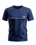 Navy blue men's t-shirt with Indian Police text, eagle logo, and saluting officer graphic