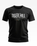 Black men's t-shirt featuring 'Tiger Hill Kargil 1999' mountain graphic and coordinates.
