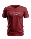 Maroon men's T-shirt with 'Operation Meghdoot Indian Army' text and army insignia printed on chest