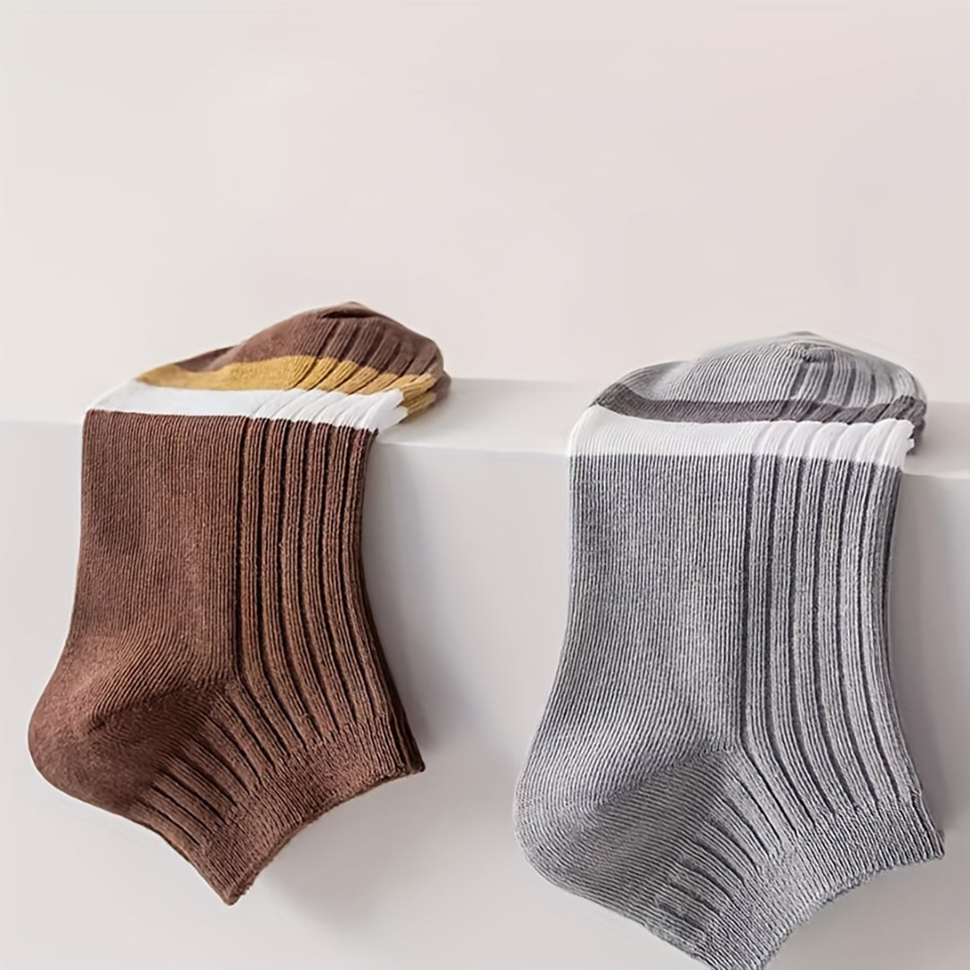 5-Pair Block Ankle Socks Combo