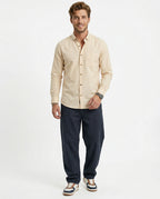 Full-Sleeve Breeze Linen Shirt in Sand Beige