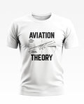 White men's t-shirt with aviation theory graphic, airplane diagram, science fashion